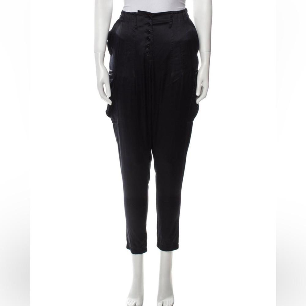 Alexander Wang Black Cropped Silk Ankle Pants